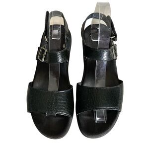 Mephisto Acallia Black Snake Embossed Patent Leather Flat Sandsls w/Straps